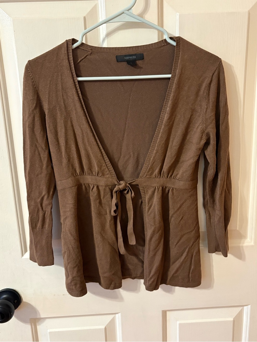 Express Brown Tie-Front Cardigan